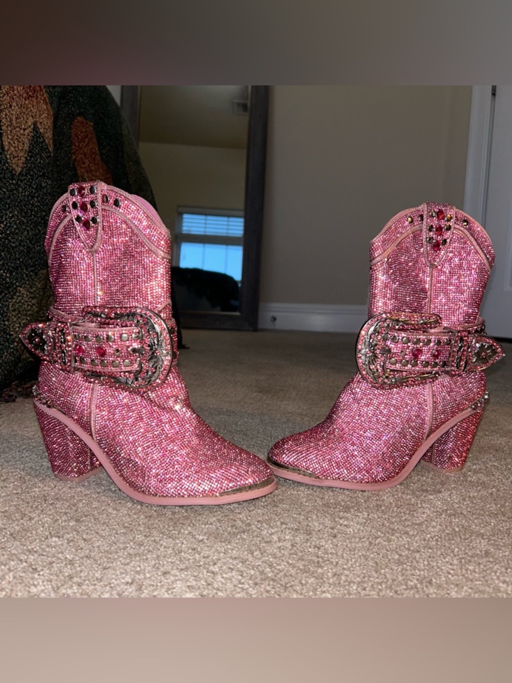 Club Exx Sheriff Shine Rhinestone Cowboy Boots Pink Size 6 - Picture 2 of 6